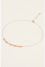 Ketting oranje kralen zilver