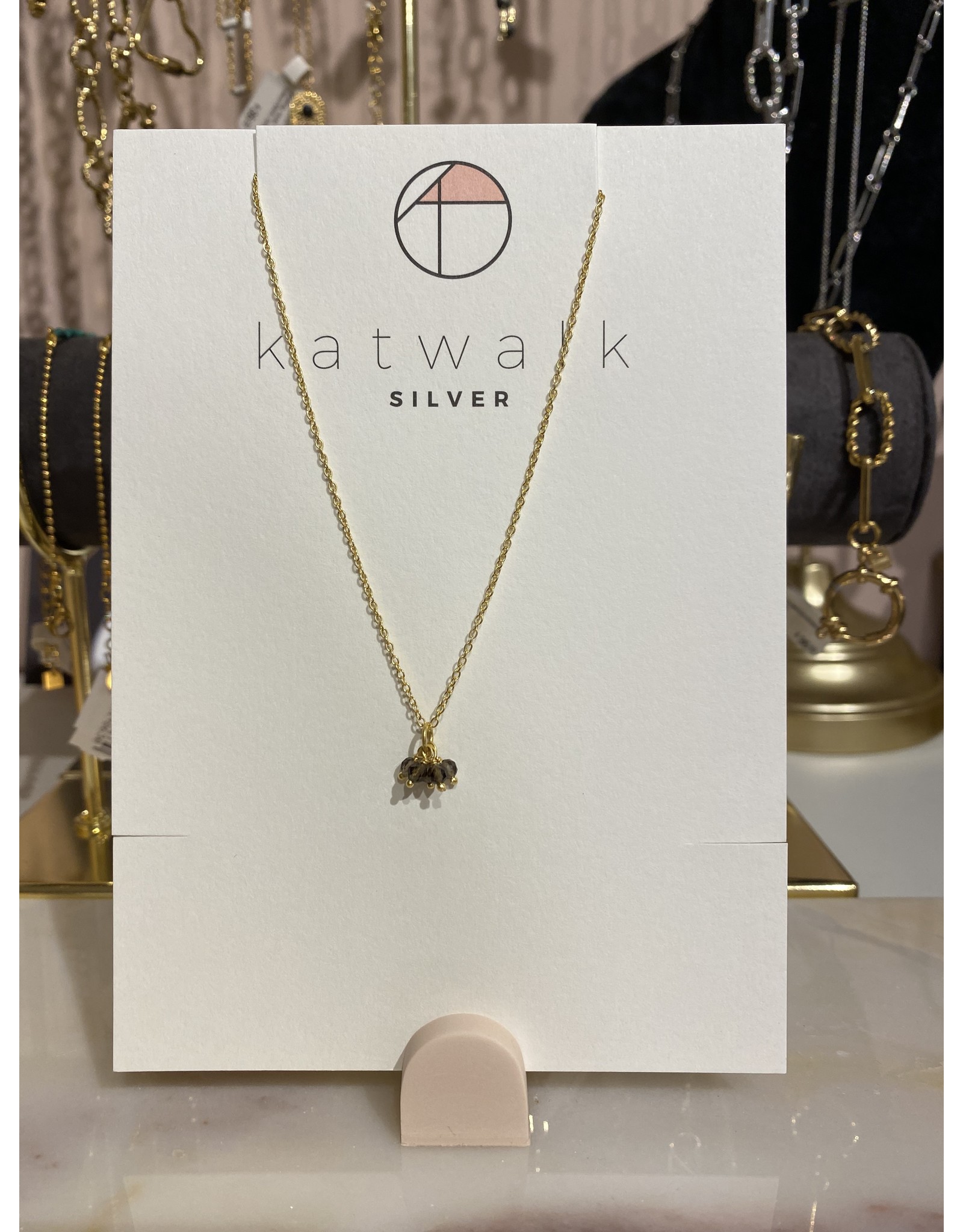 Ketting 5 gemstones rookkwarts