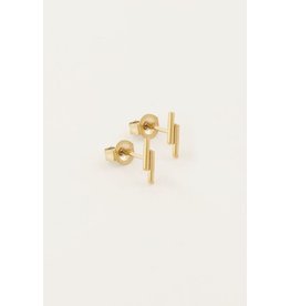 Studs twee staafjes goud