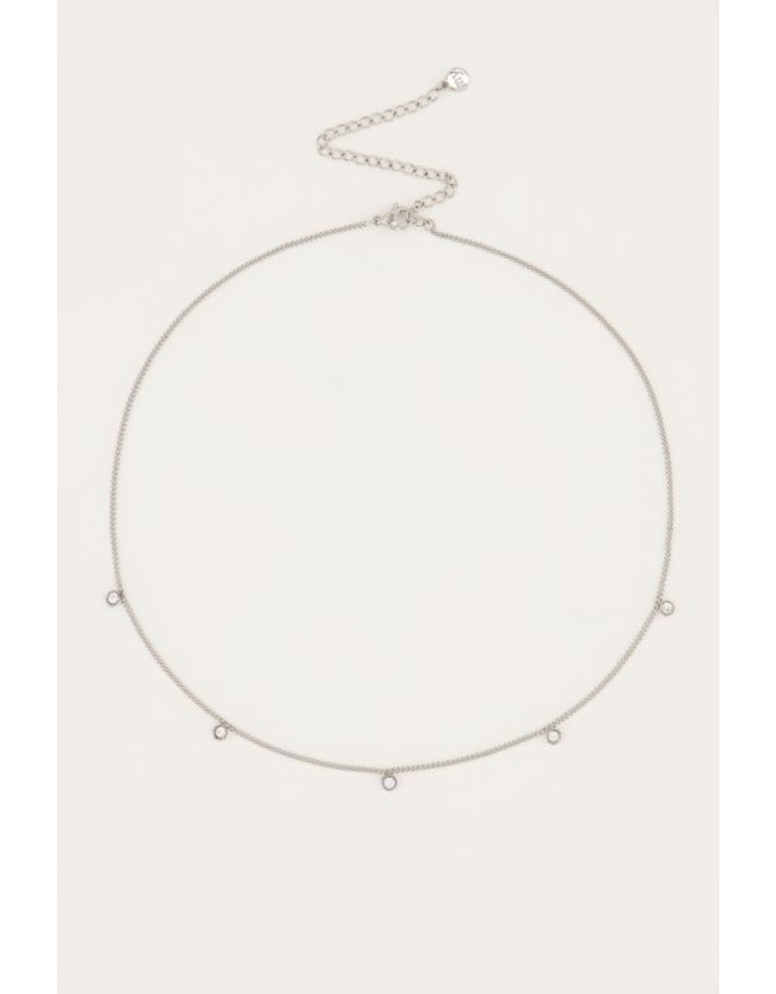 Ketting strass steentjes zilver