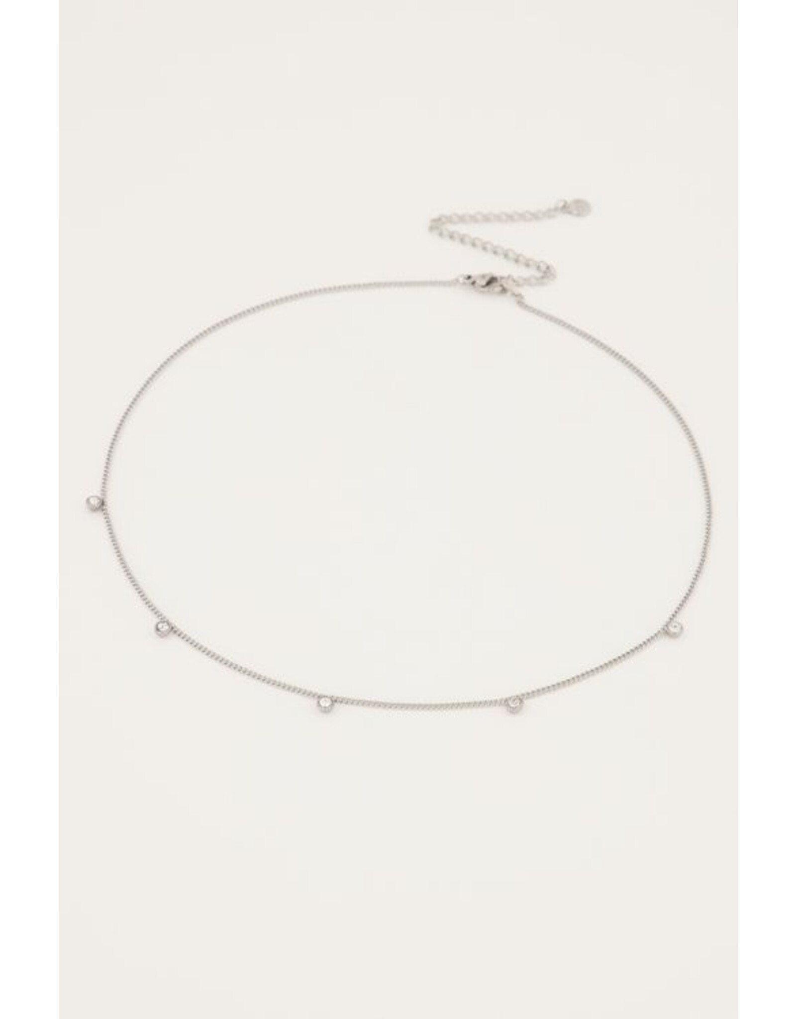 Ketting strass steentjes zilver