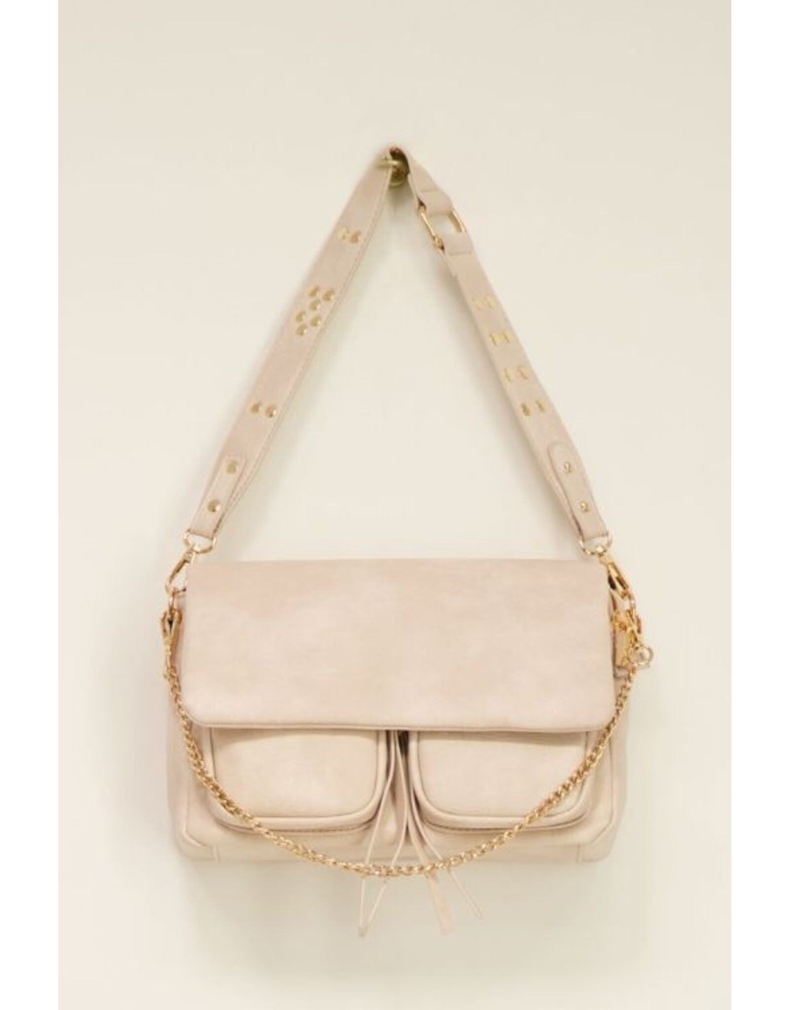 Handtas beige studs Nomad