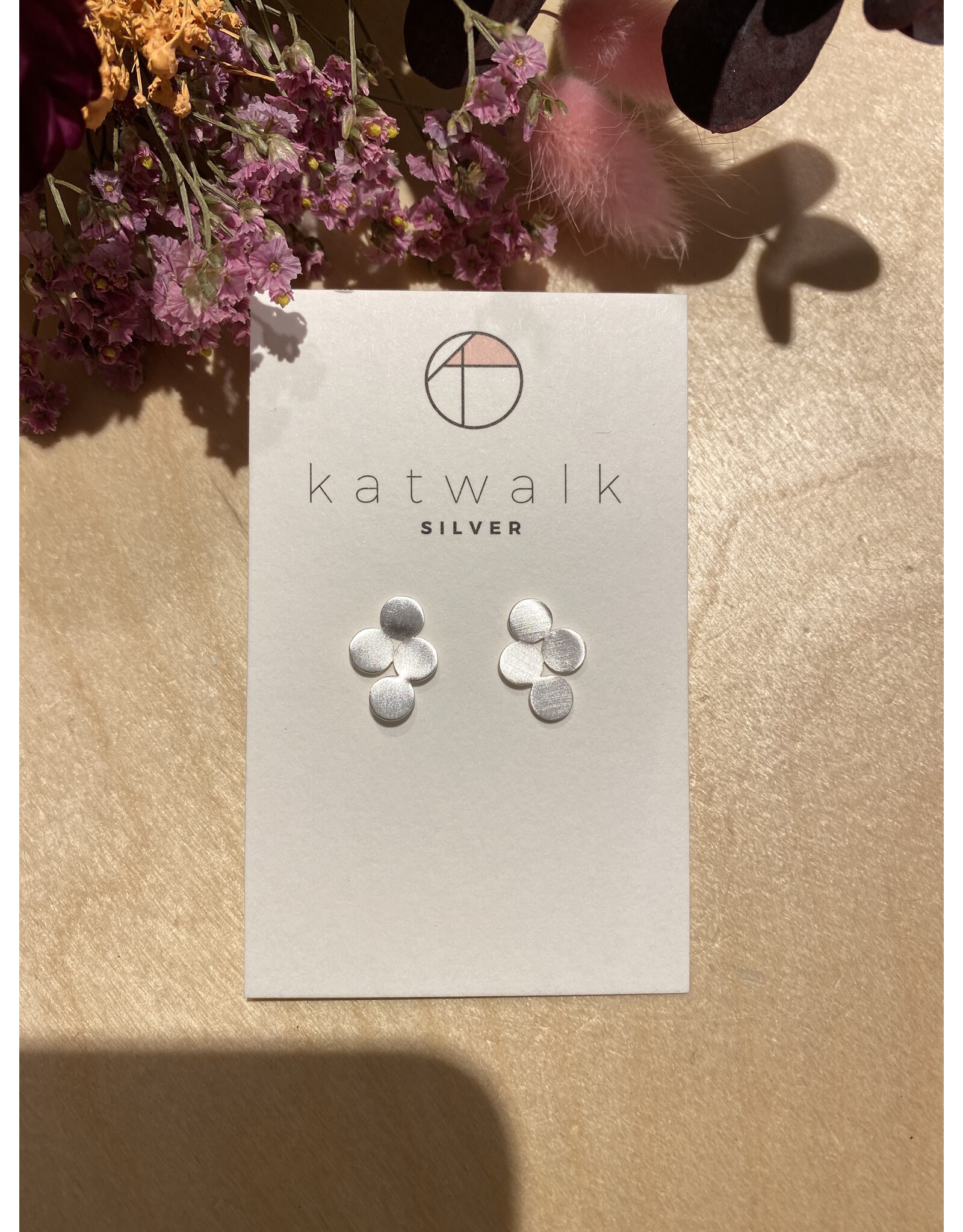 Studs 4 rondjes zilver