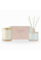 Geschenkdoos geurkaars + geurstokjes Peony roses