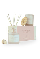 Geschenkdoos geurkaars + geurstokjes Peony roses