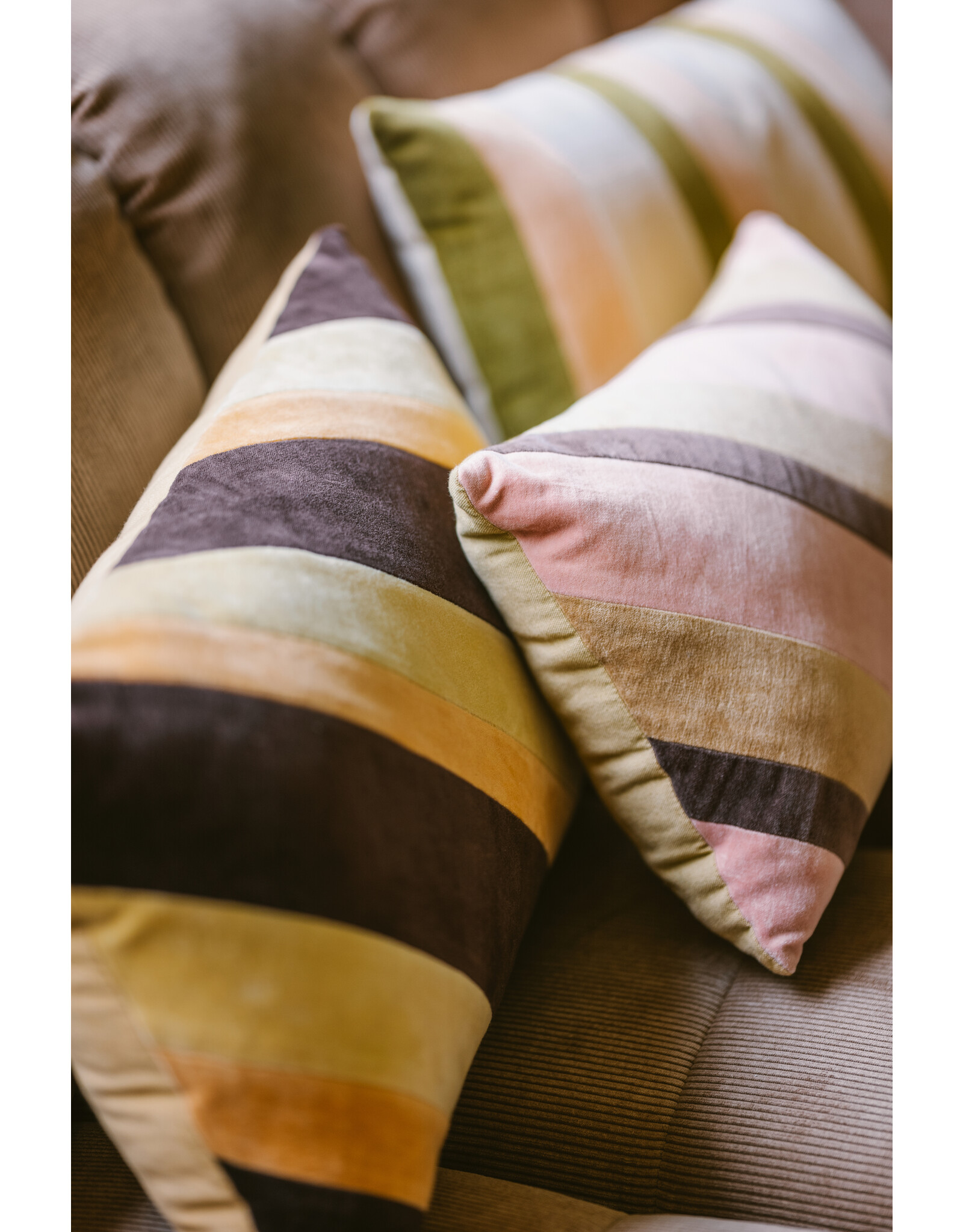 Kussen striped velvet sunkissed