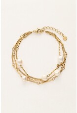 Armband 3 lagen parels goud