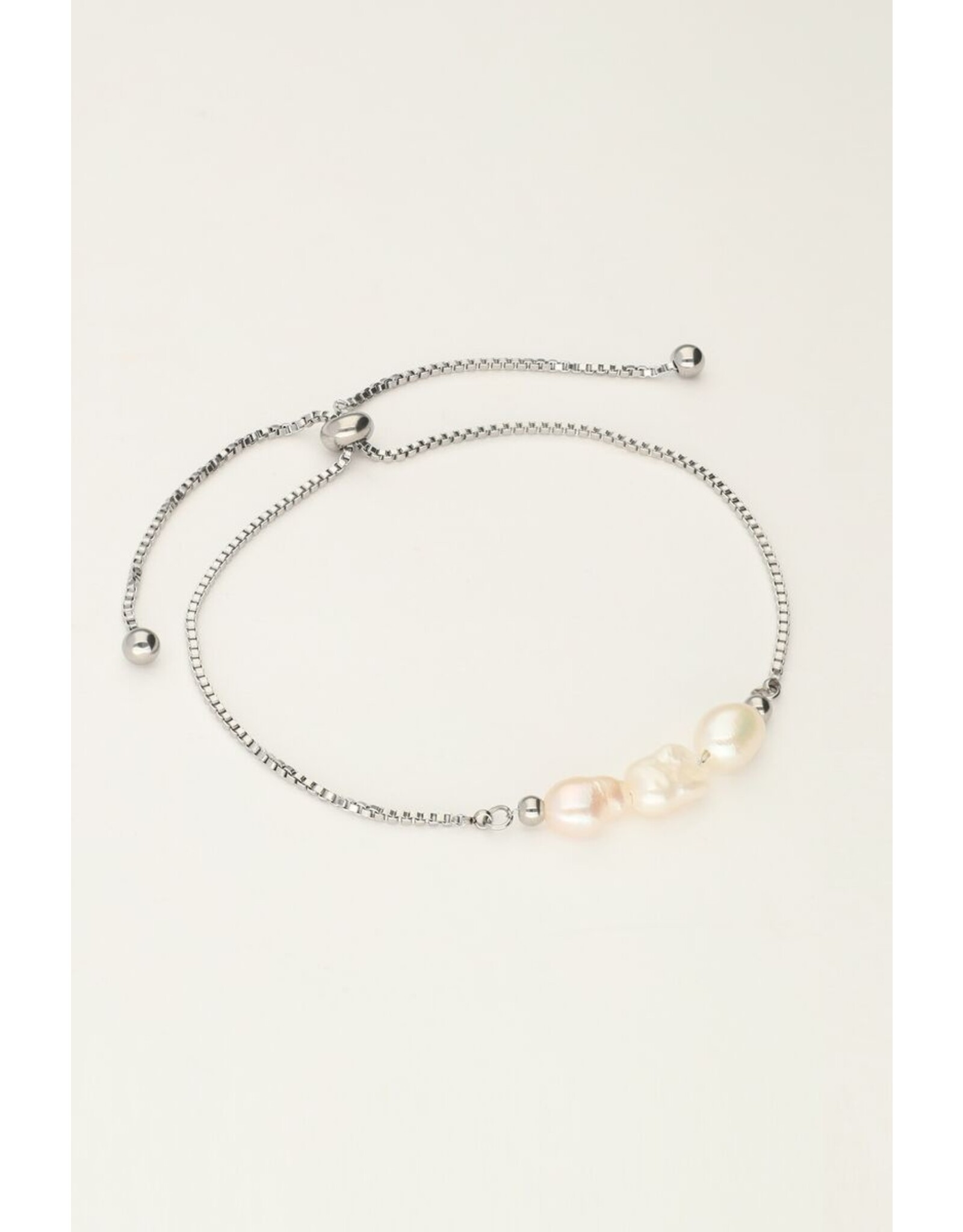 Armband 3 parels zilver