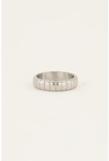 Ring met ribbels fijn zilver