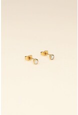 Studs rondje strass goud