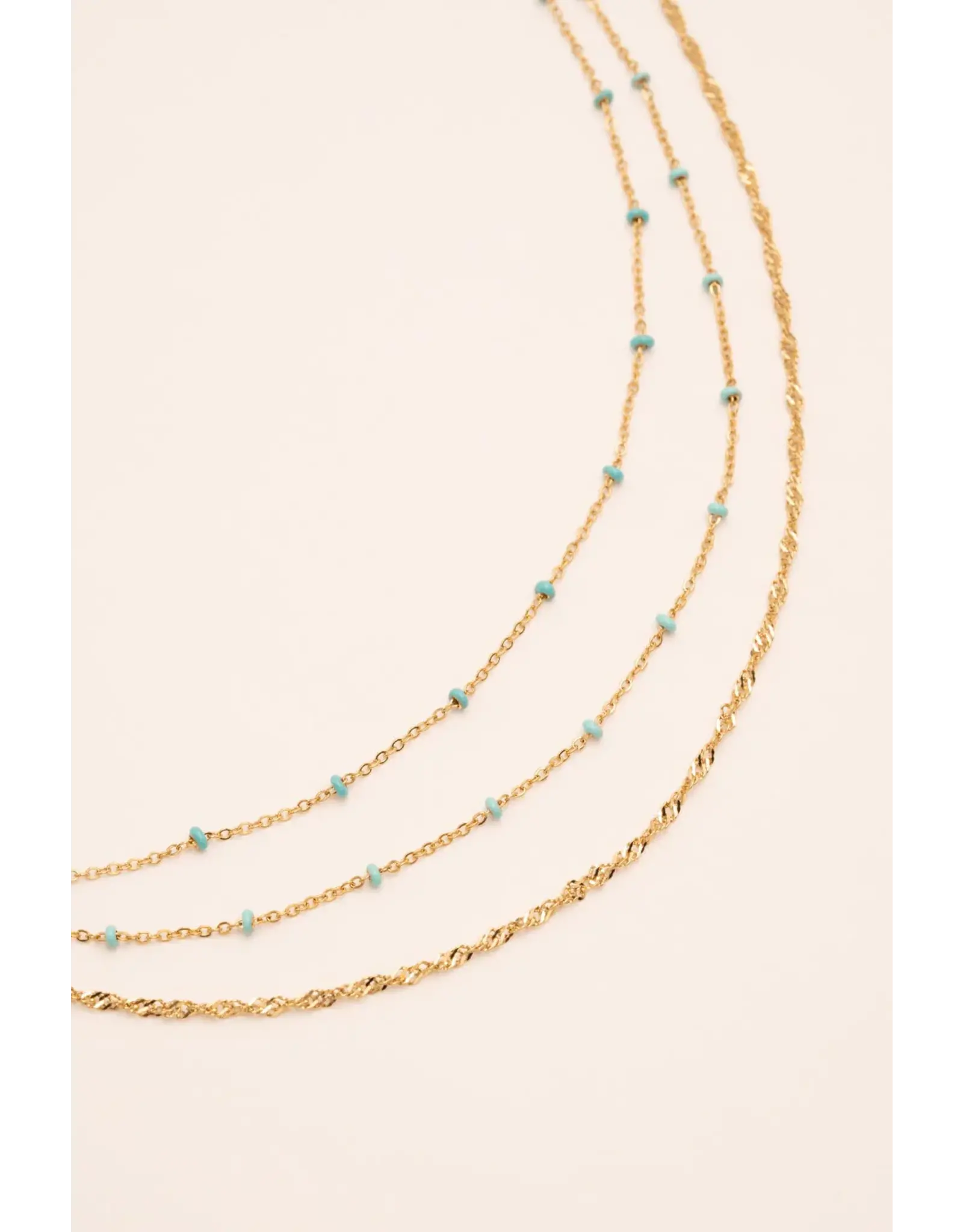 Ketting 3-laags turquoise