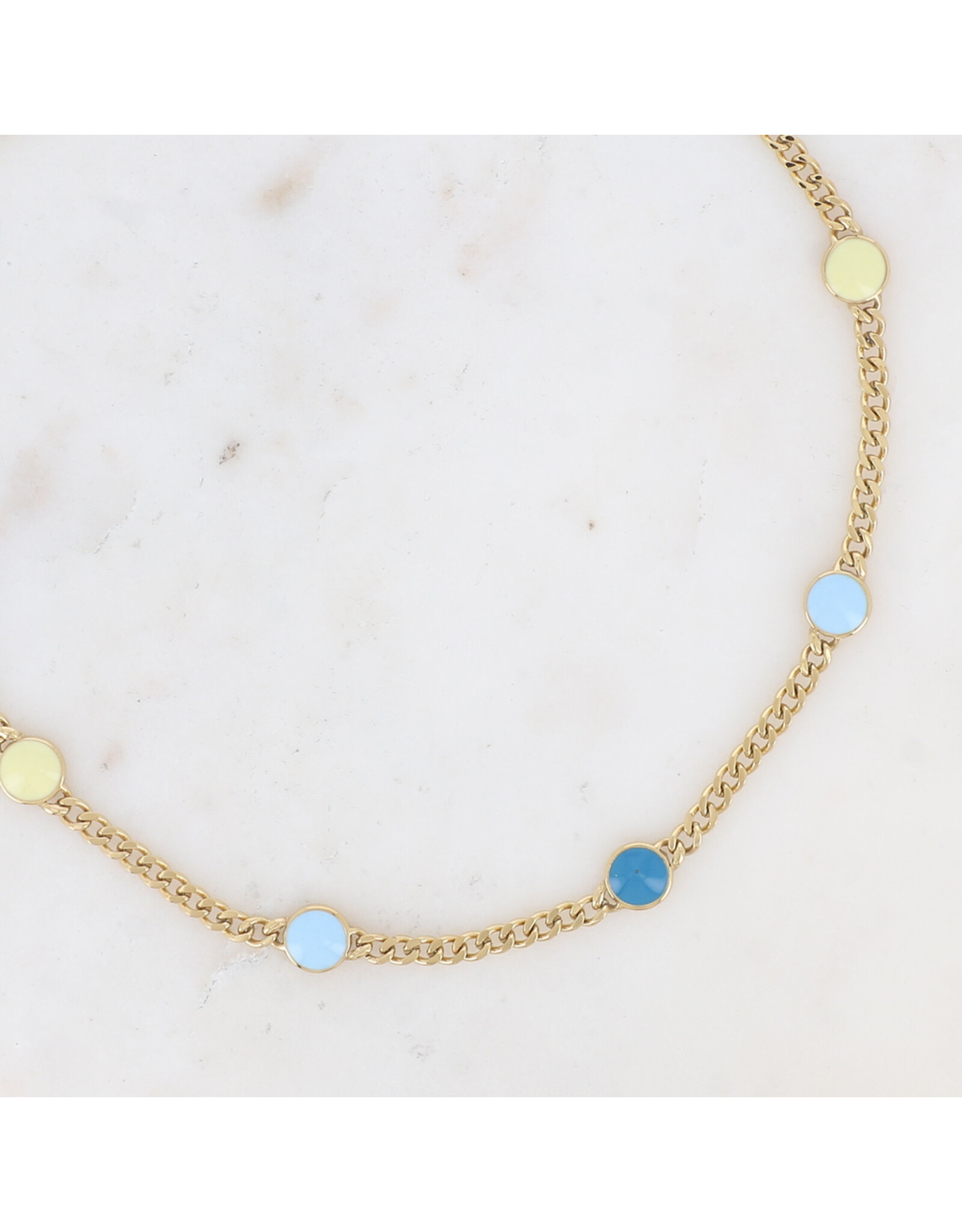 Ketting email rond blue