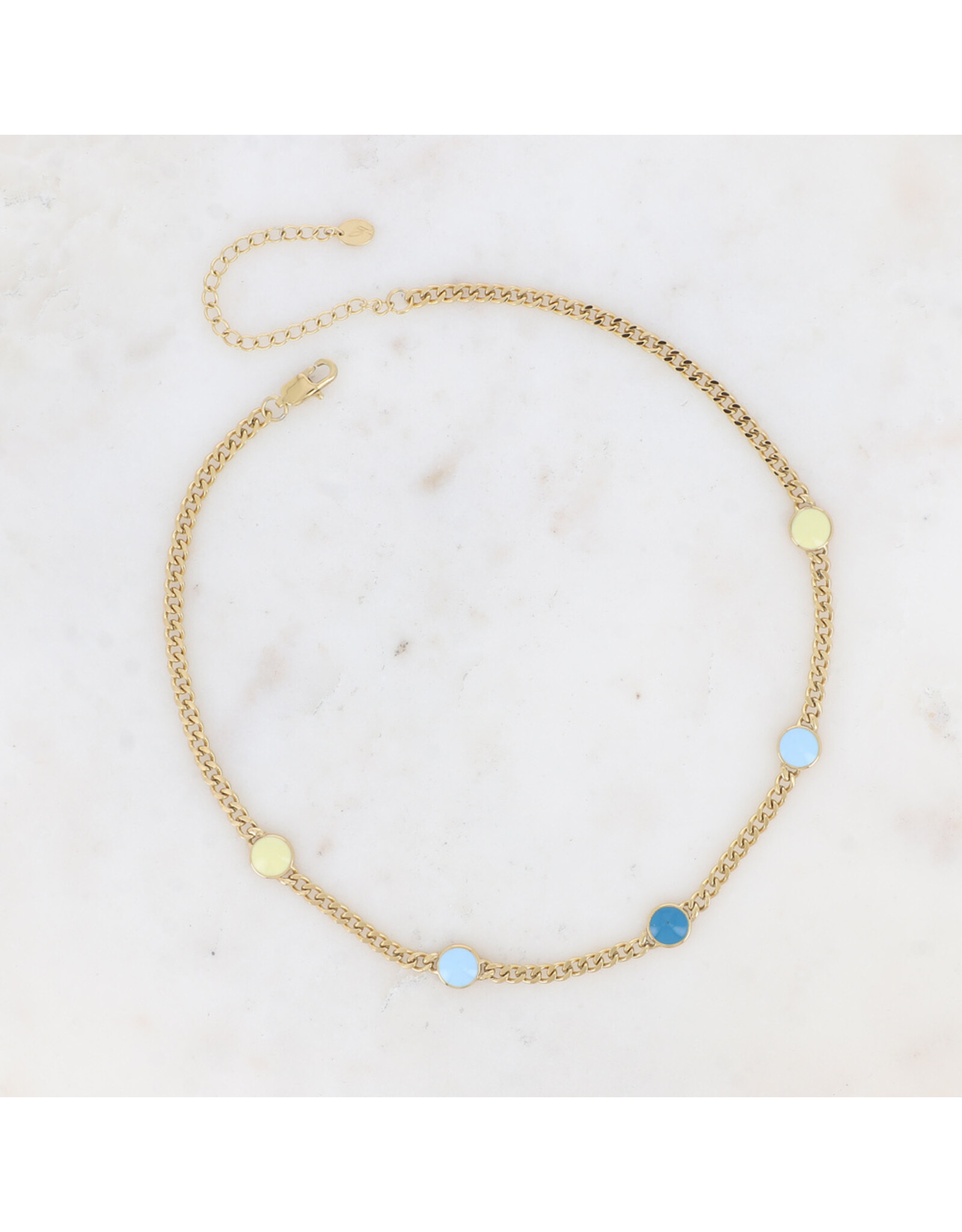 Ketting email rond blue