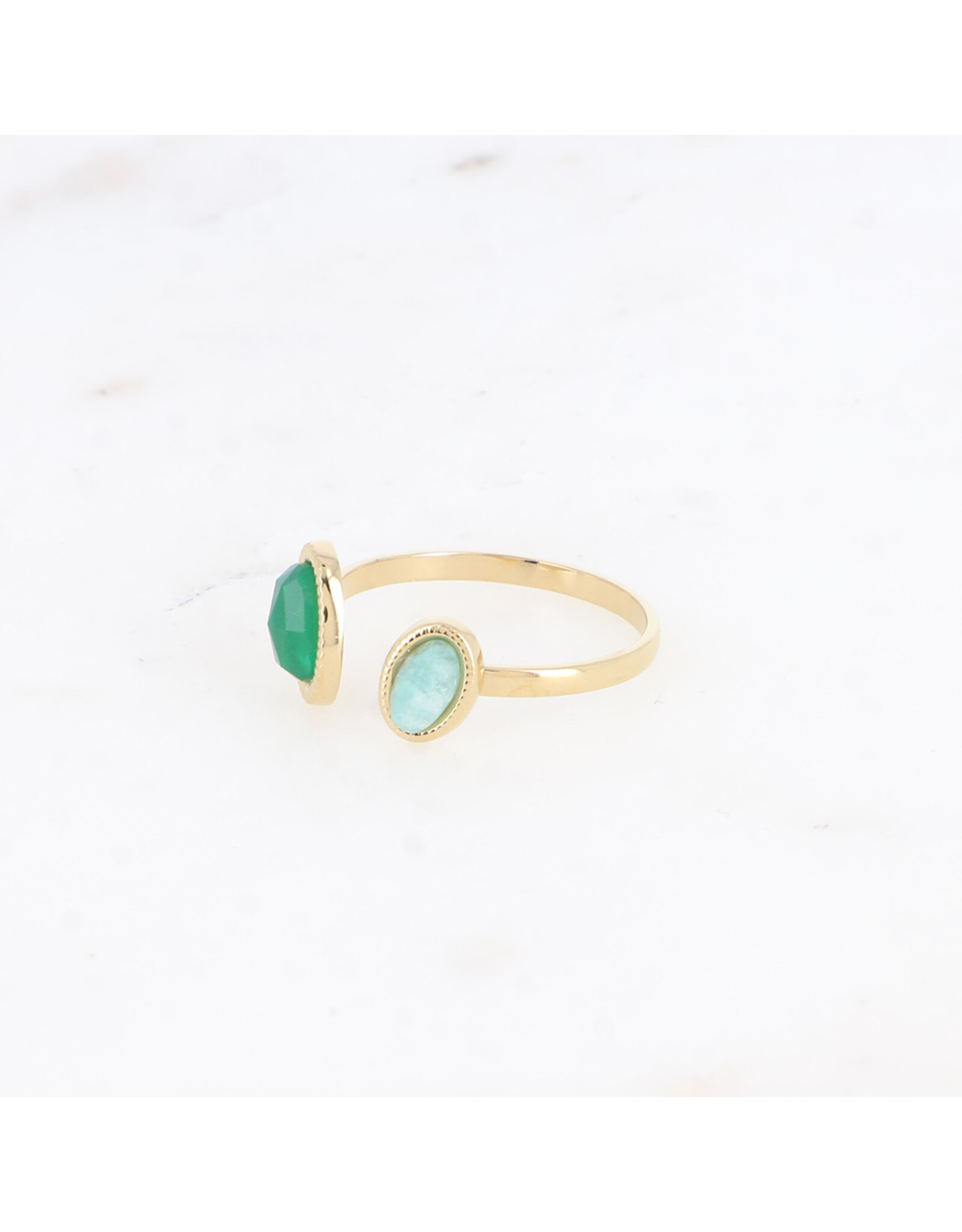 Ring gemstone agaat/amazoniet