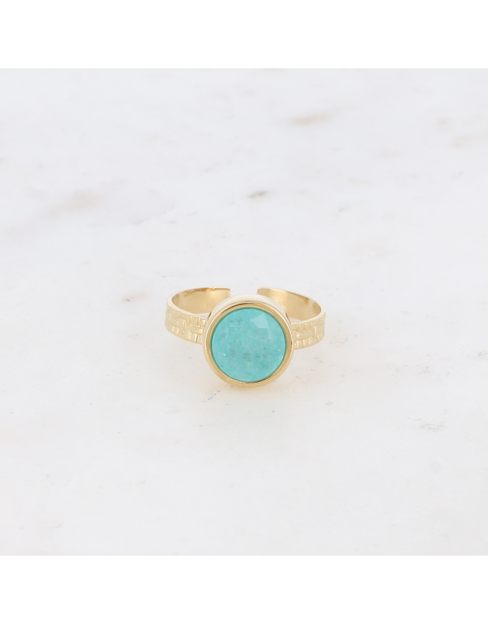 Ring gemstone rond amazoniet