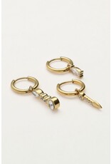 Set van 3 oorringen strass goud