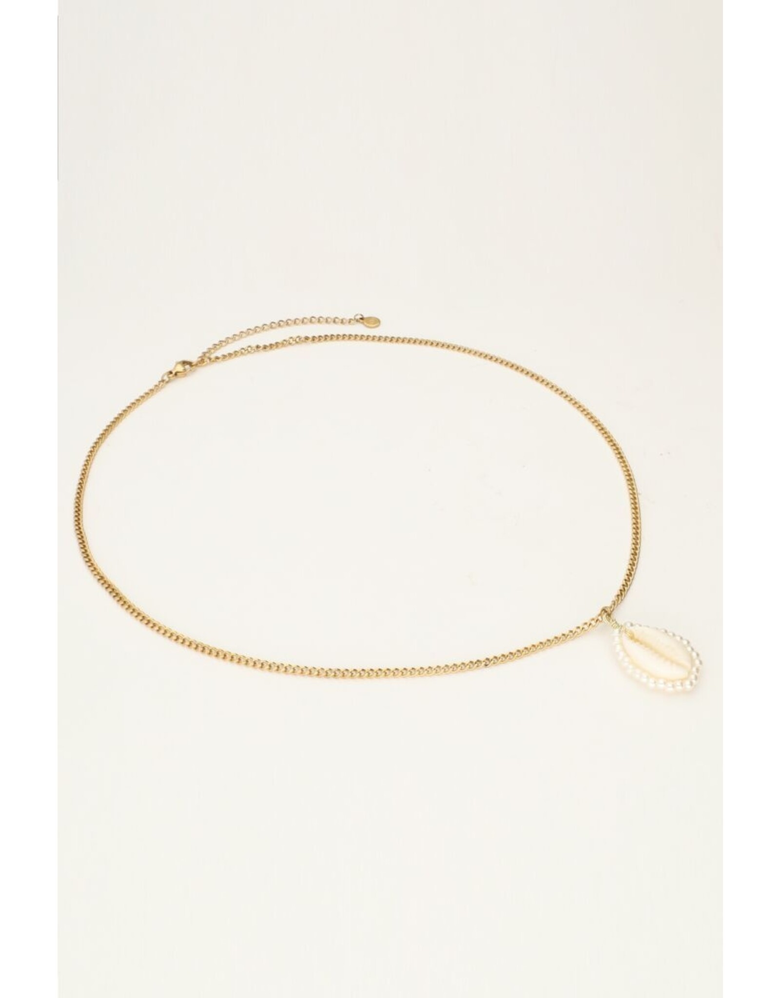 Ketting schelp pareltjes goud