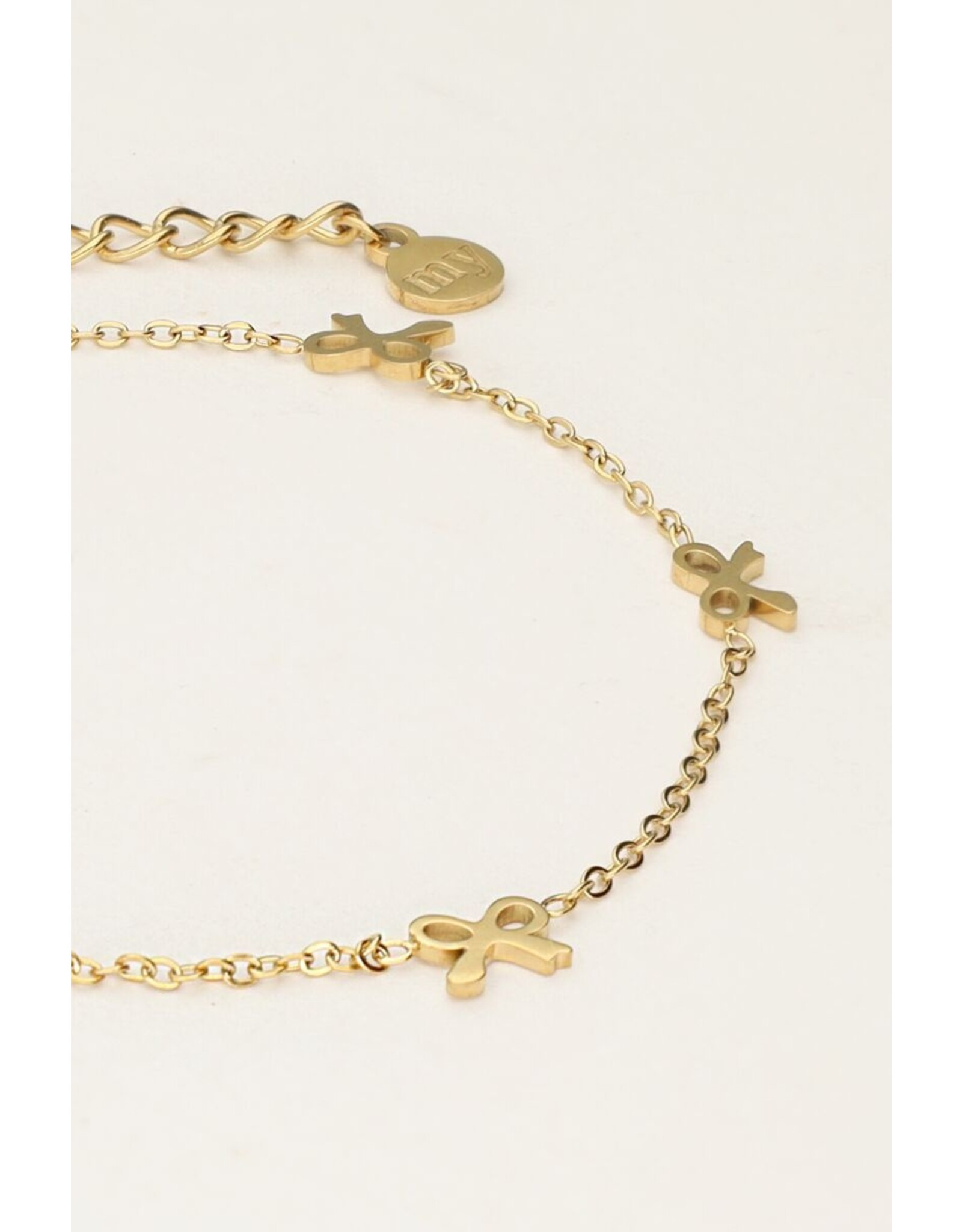 Armband strikjes goud