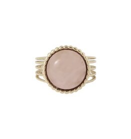 Ring ronde steen roze