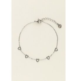 Armband hartjes zilver
