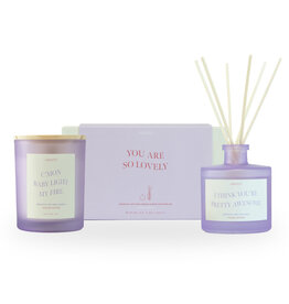 Geschenkdoos geurkaars + geurstokjes Tuscan leather