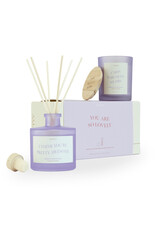 Geschenkdoos geurkaars + geurstokjes Tuscan leather