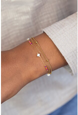 Armband driedubbel parels en kralen