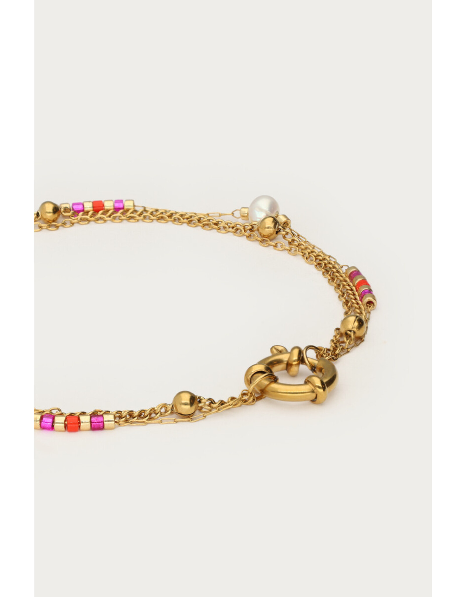 Armband driedubbel parels en kralen