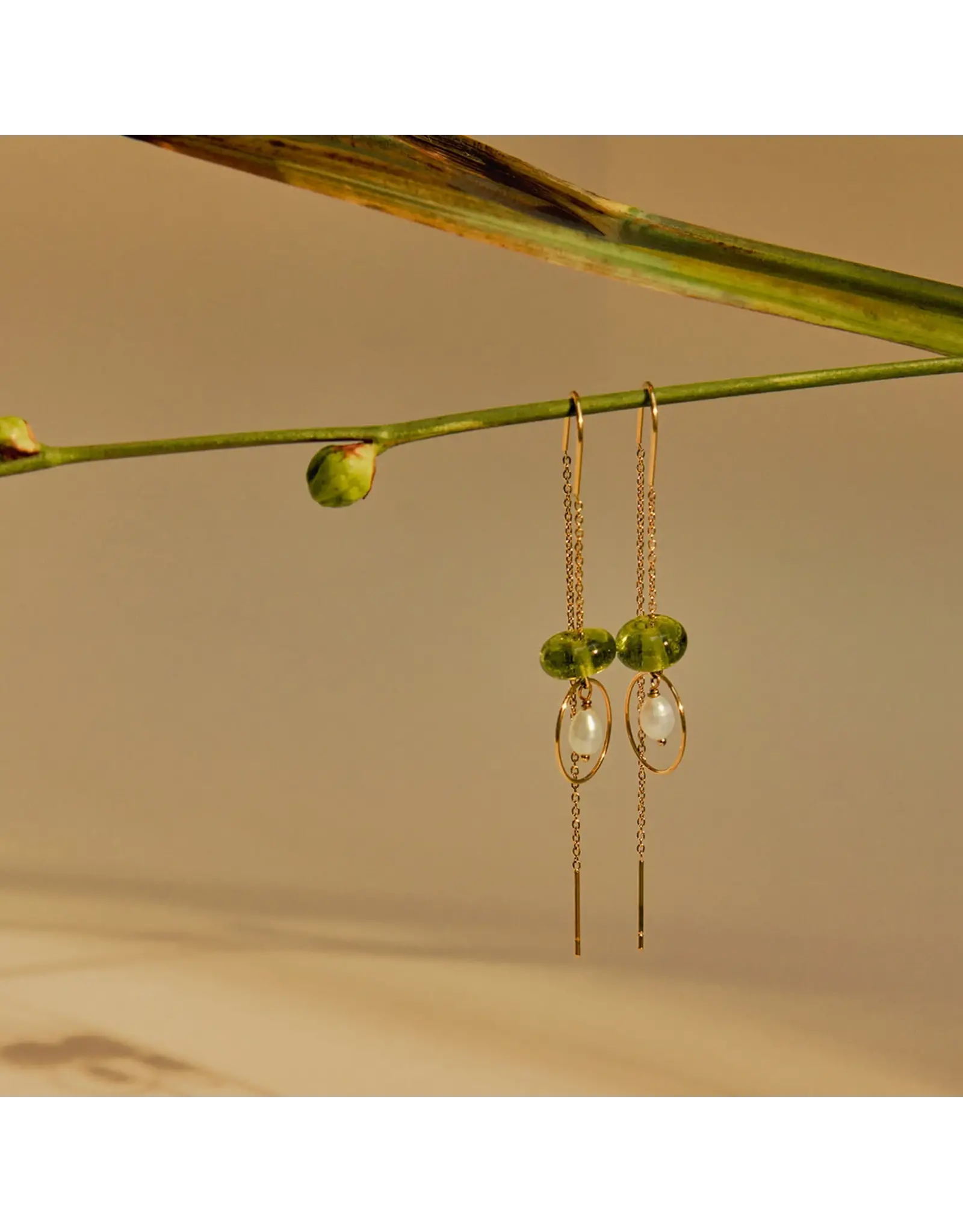 Oorhangers bottlegreen + pearl