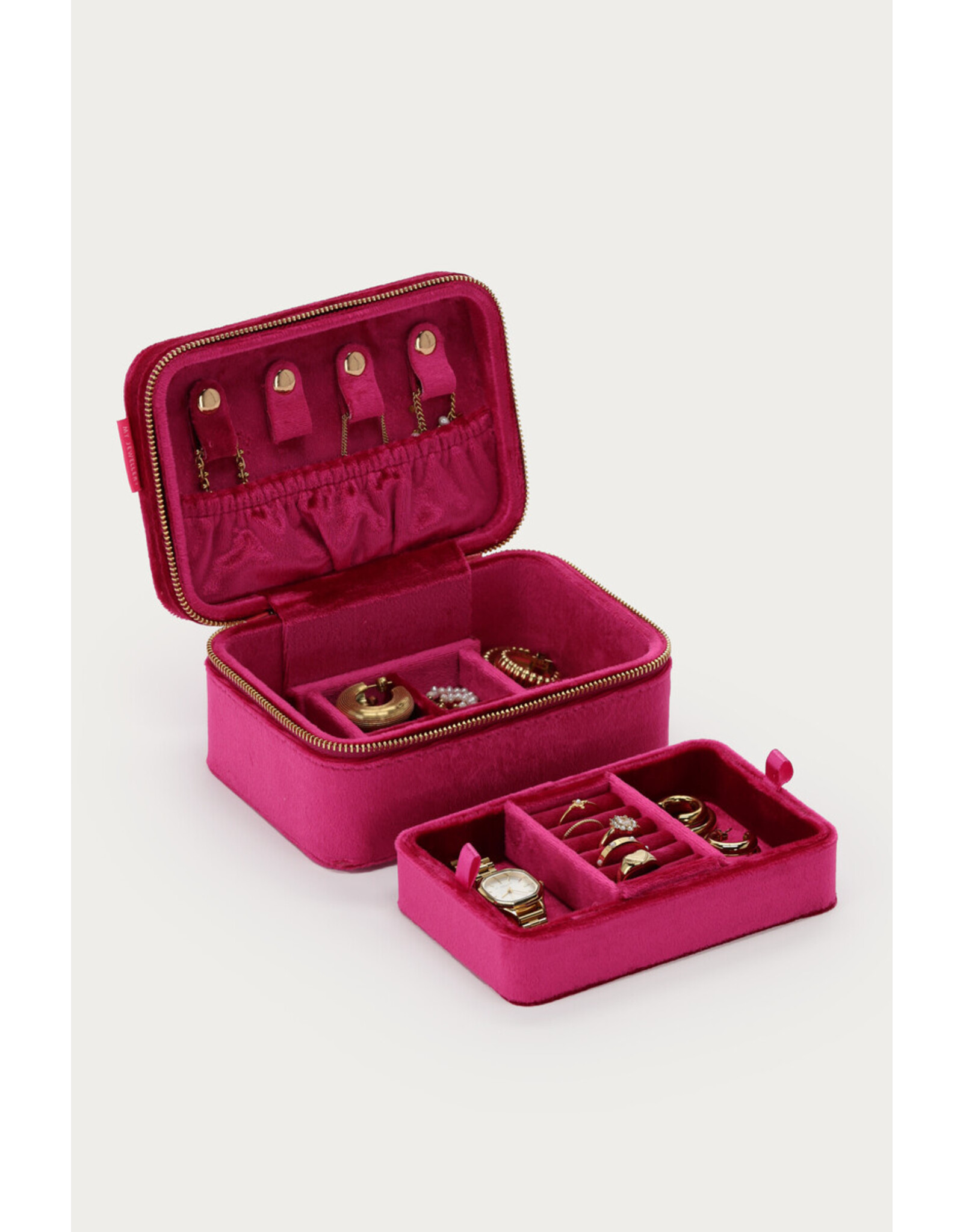 Sieraden etui velvet fuchsia