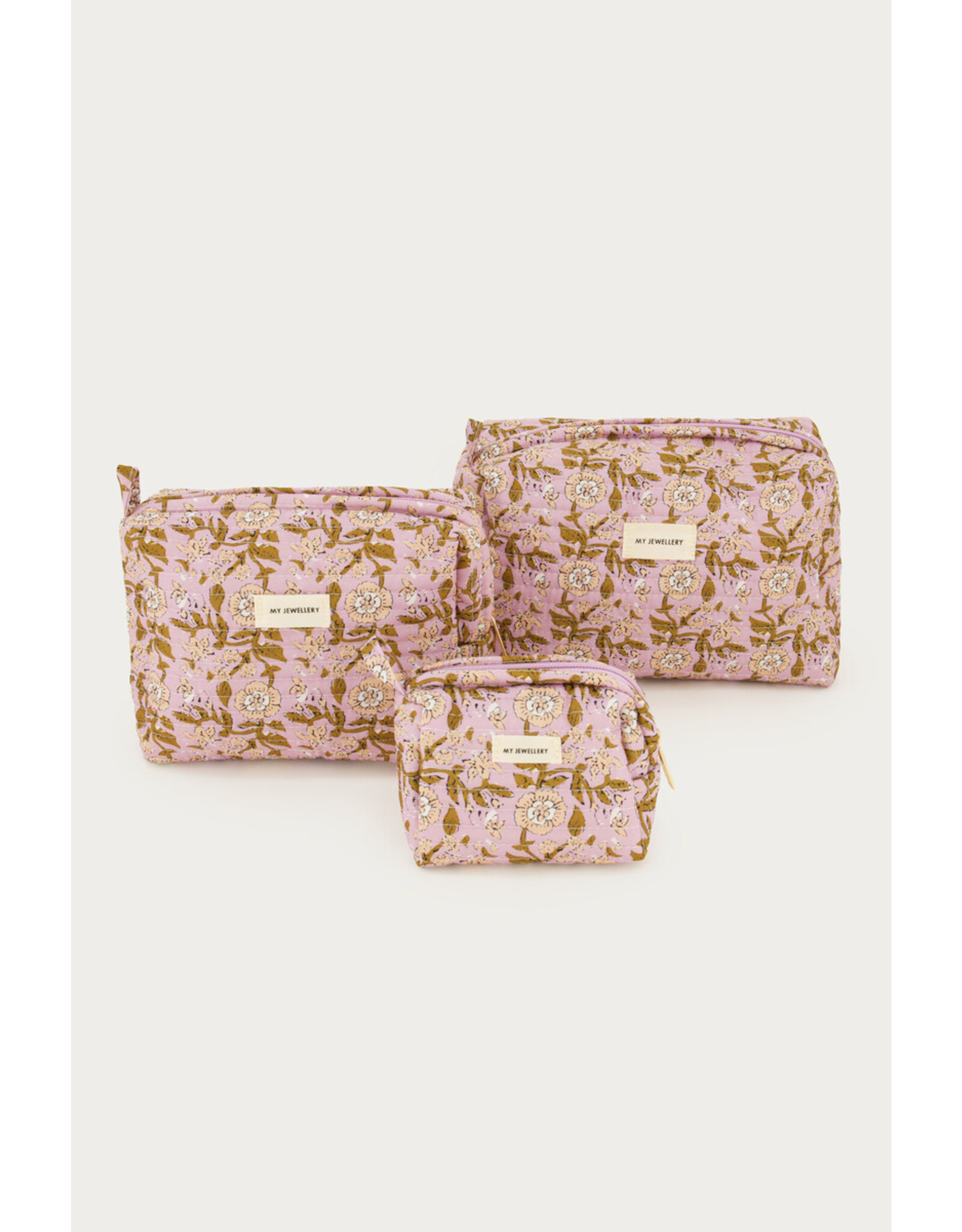 Set 3 toilettassen bloemenprint