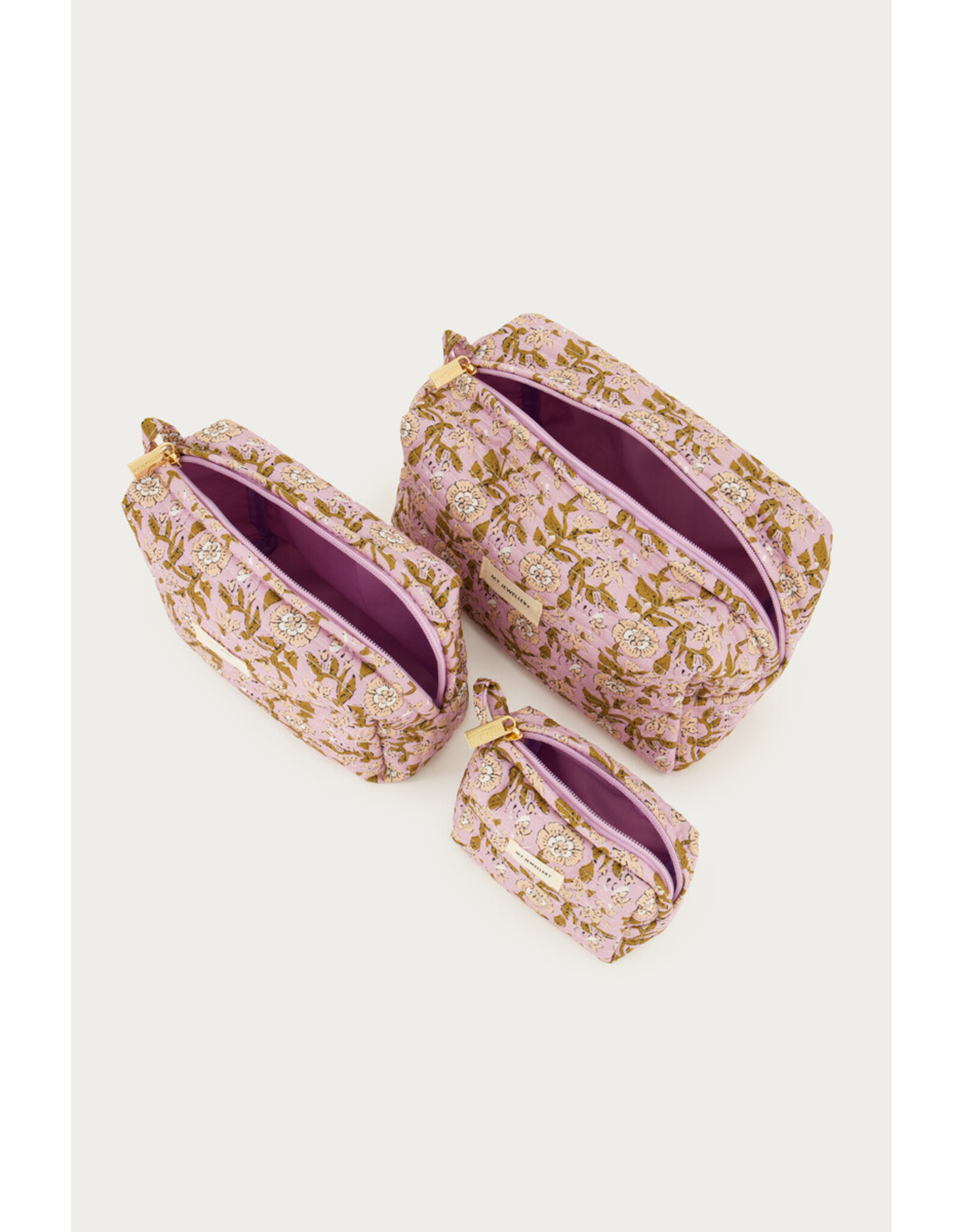 Set 3 toilettassen bloemenprint