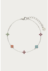 Armband klavertjes multi zilver