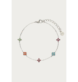 Armband klavertjes multi zilver
