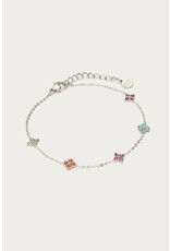Armband klavertjes multi zilver