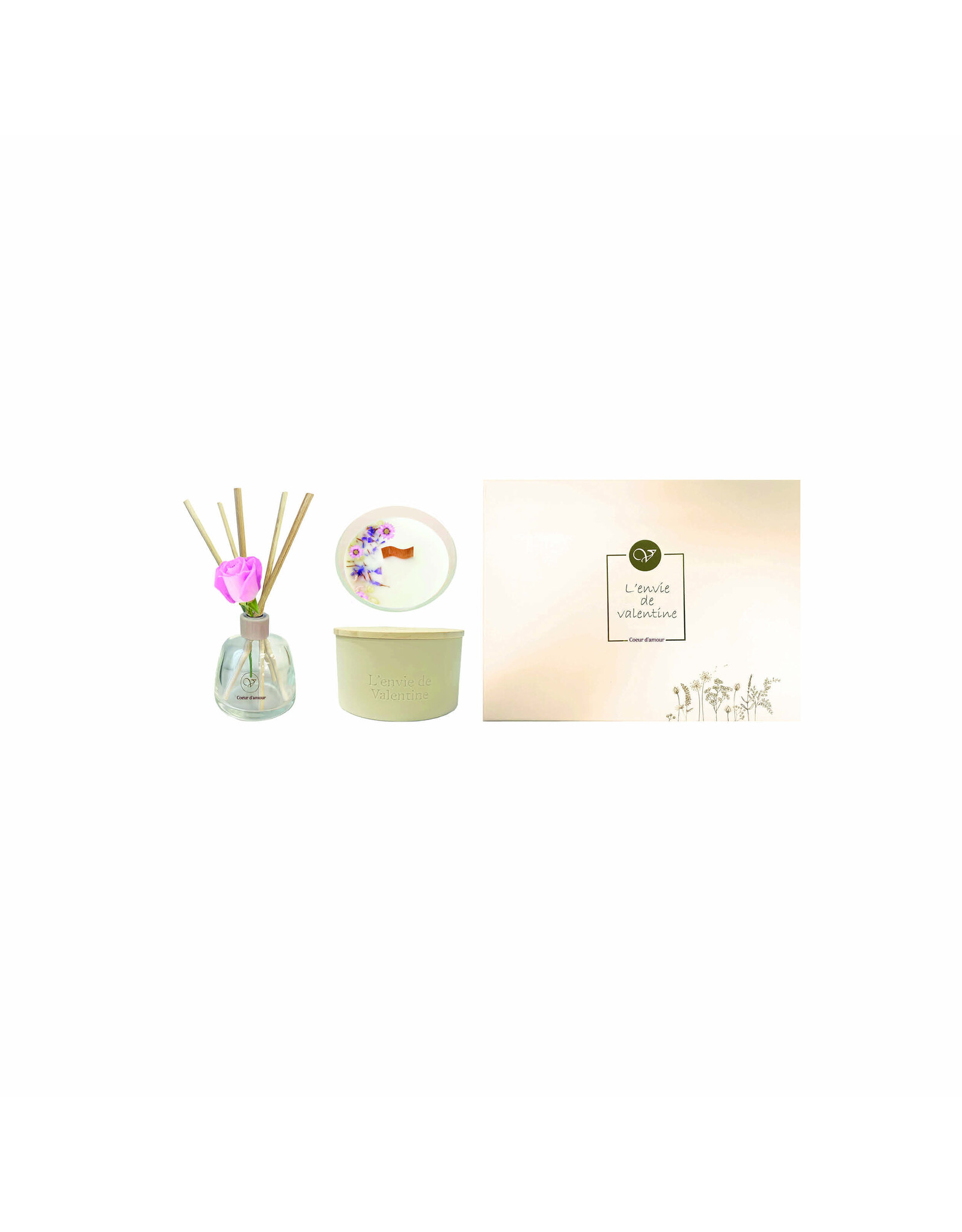 Cadeaubox Geurstokjes + geurkaars Amour
