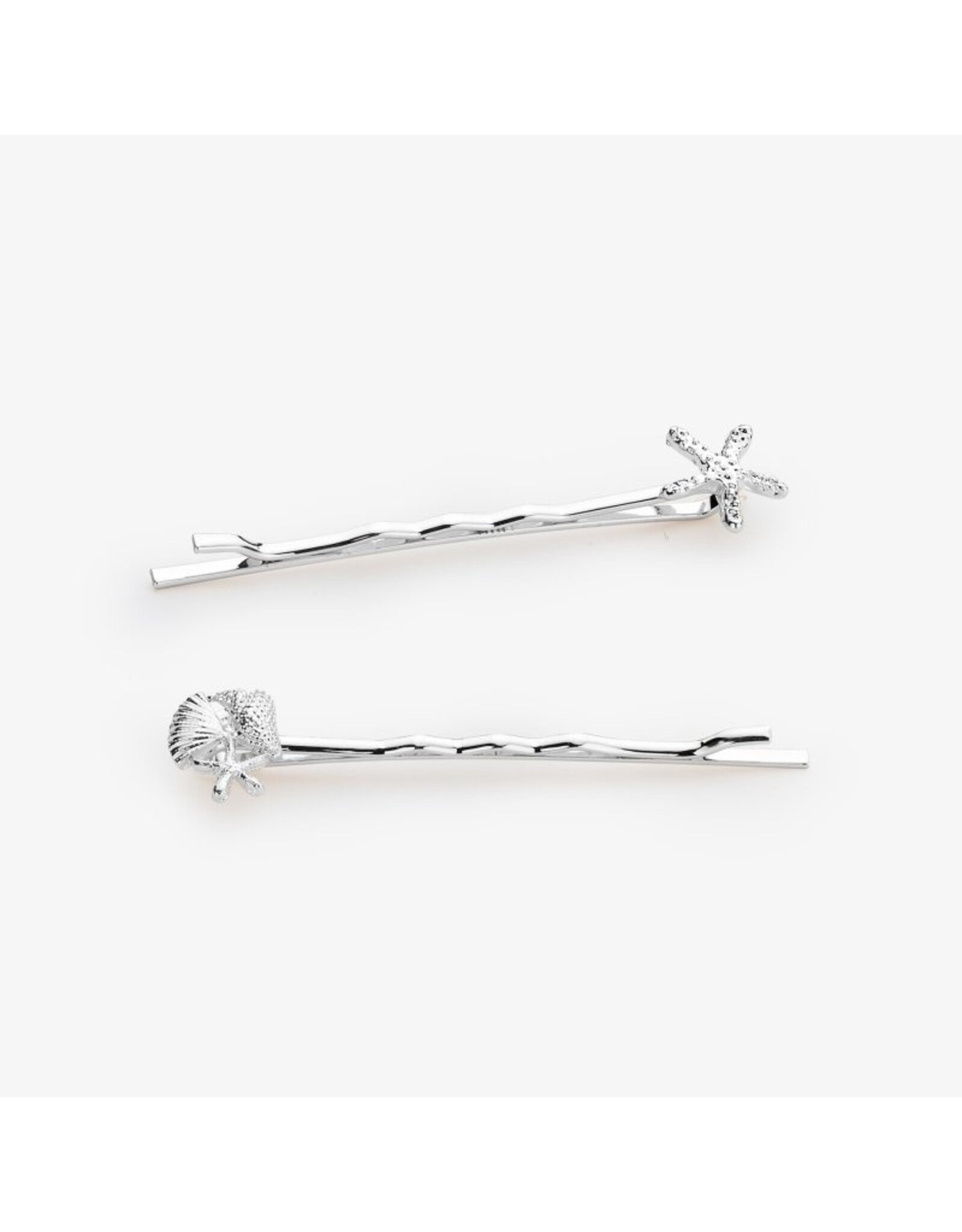 Set 2 haarspelden Ocean zilver