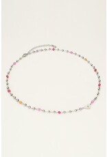Ketting hartje kralen zilver