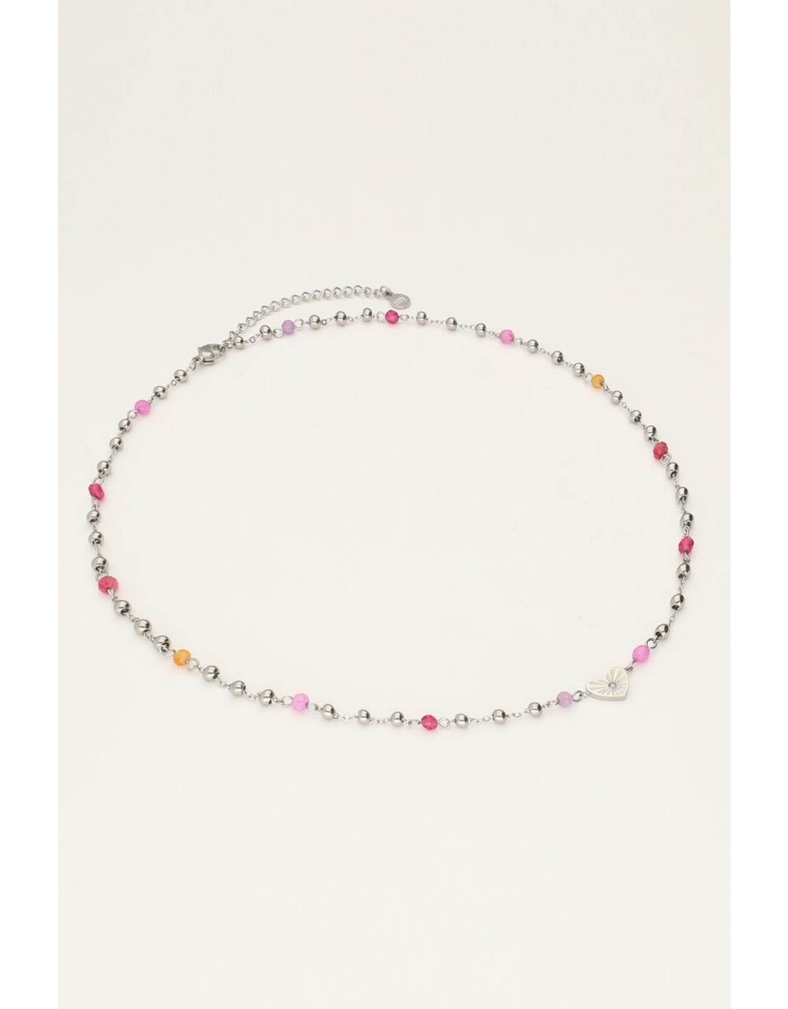 Ketting hartje kralen zilver