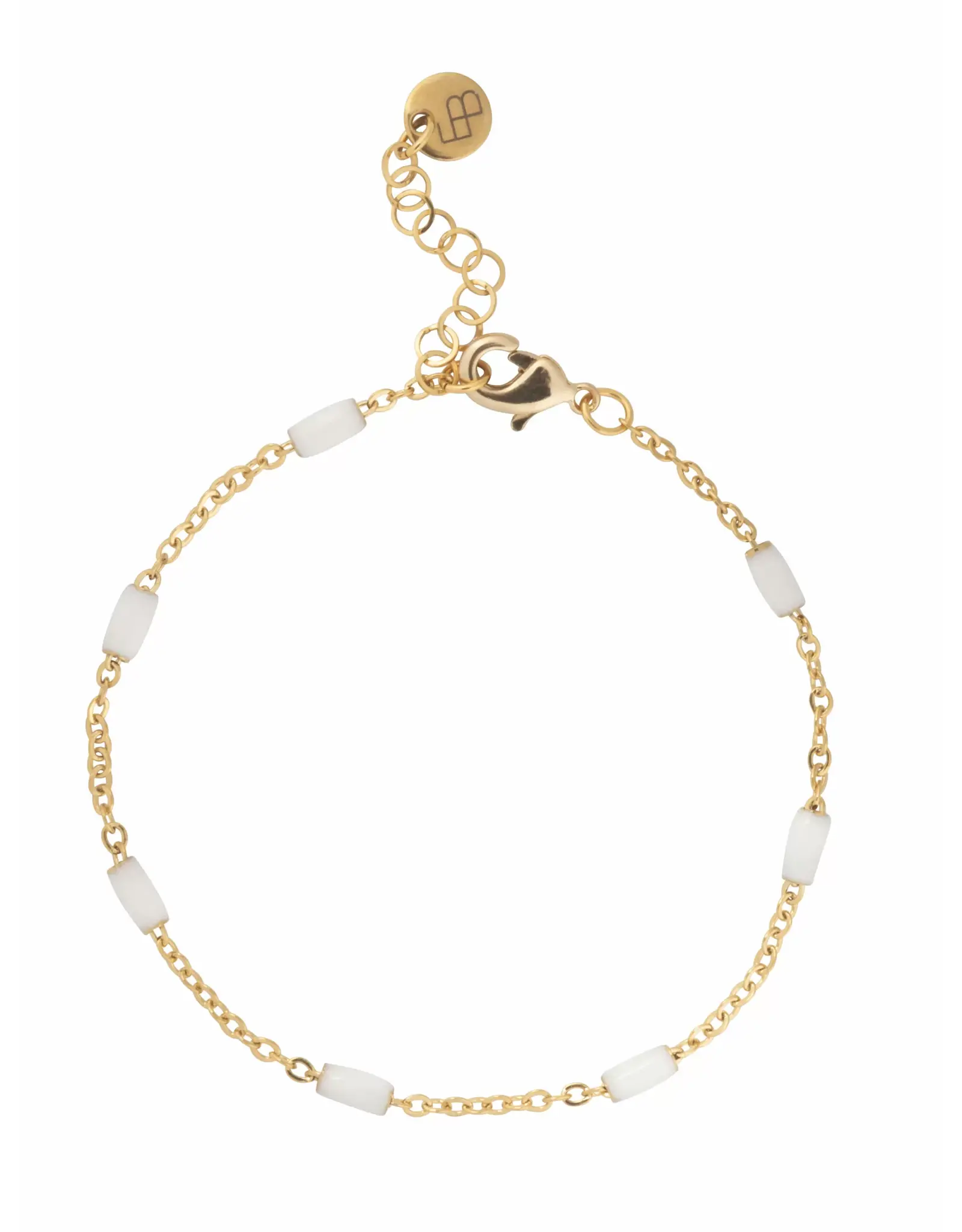 Armband emaille staafjes wit