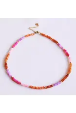 Ketting facet fuchsia/oranje/lila