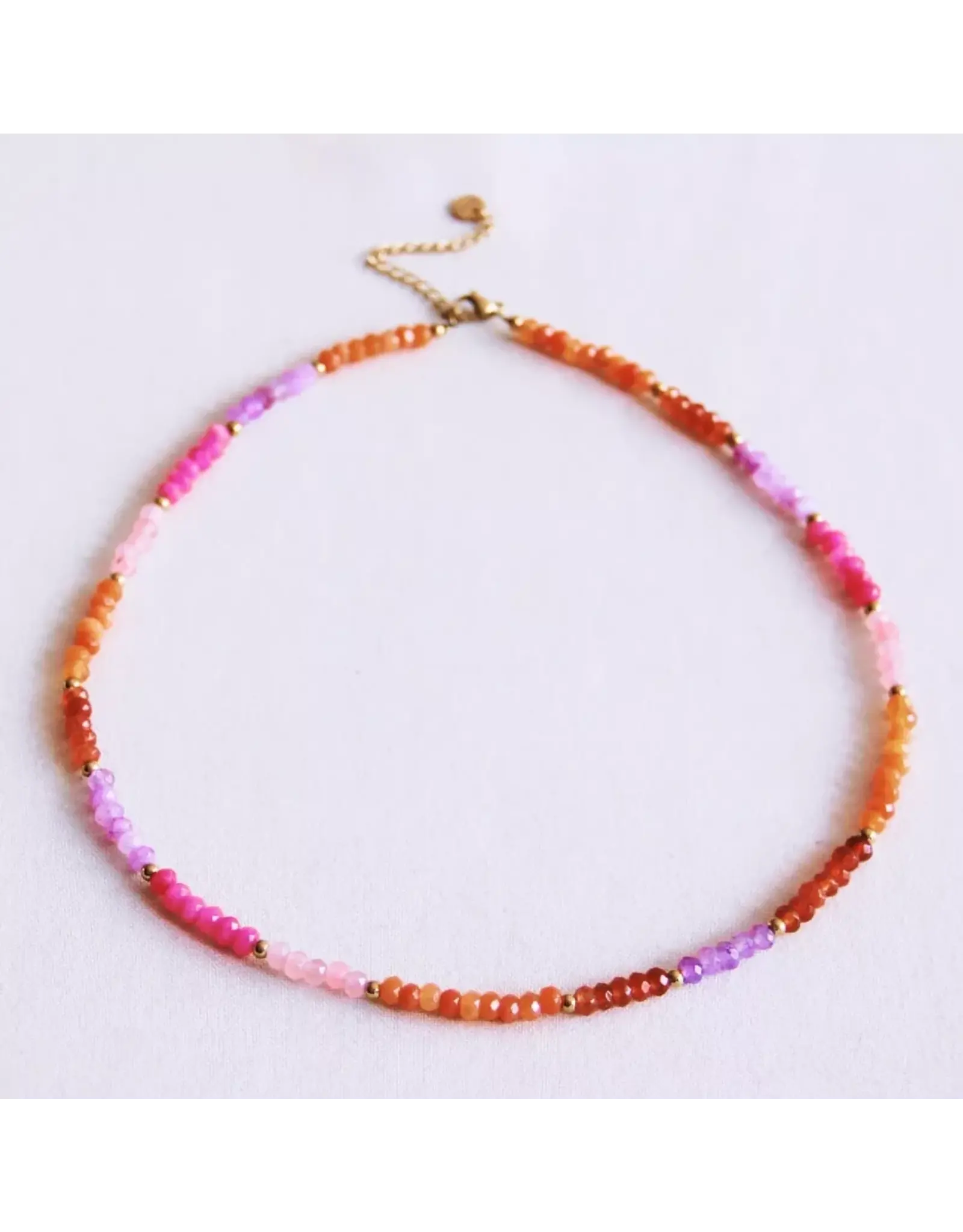 Ketting facet fuchsia/oranje/lila