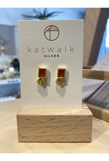 Oorstekers goud gemstone koraal