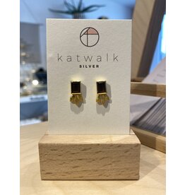 Oorstekers goud gemstone rookkwarts
