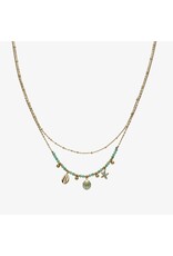 Dubbele ketting schelpjes turquoise