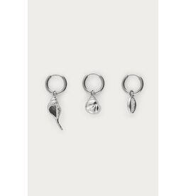 Set 3 oorringen schelpen zilver