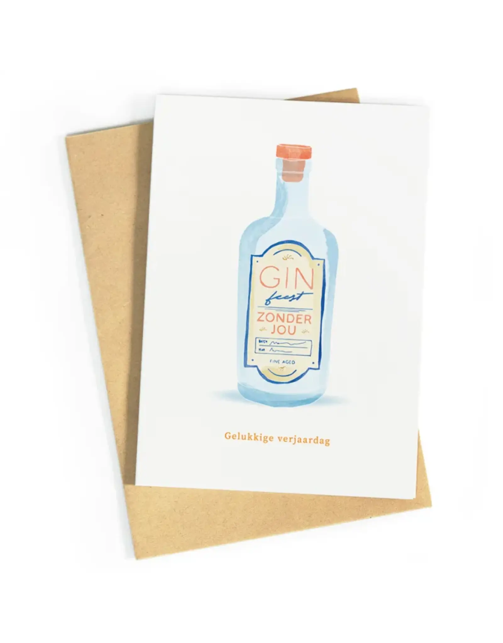 Wenskaart Gelukkige verjaardag Gin feest zonder jou