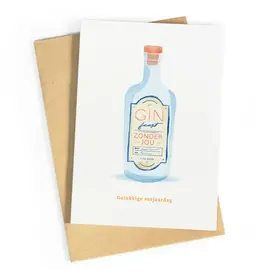 Wenskaart Gelukkige verjaardag Gin feest zonder jou