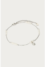 Enkelbandje hartje + parels zilver