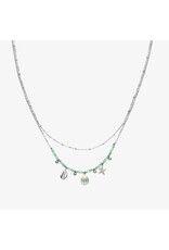 Dubbele ketting schelpjes turquoise zilver